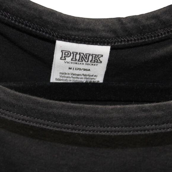 VS PINK Cut-out Detail Black Crop Top Long Sleeve Size Medium - Picture 4 of 4